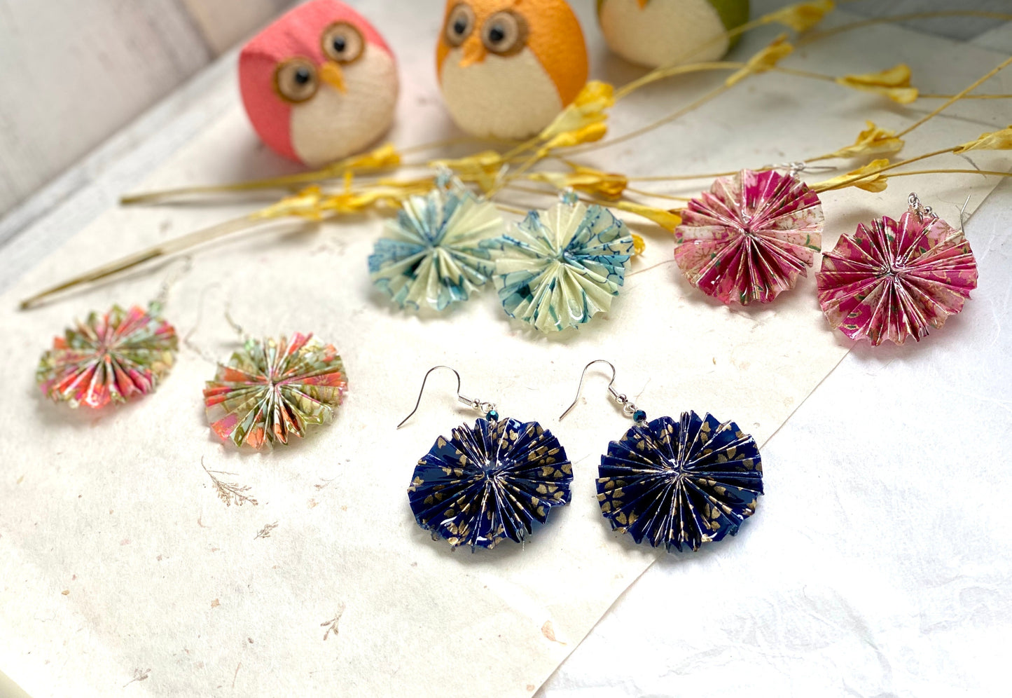 Blue- Fans with Flowers