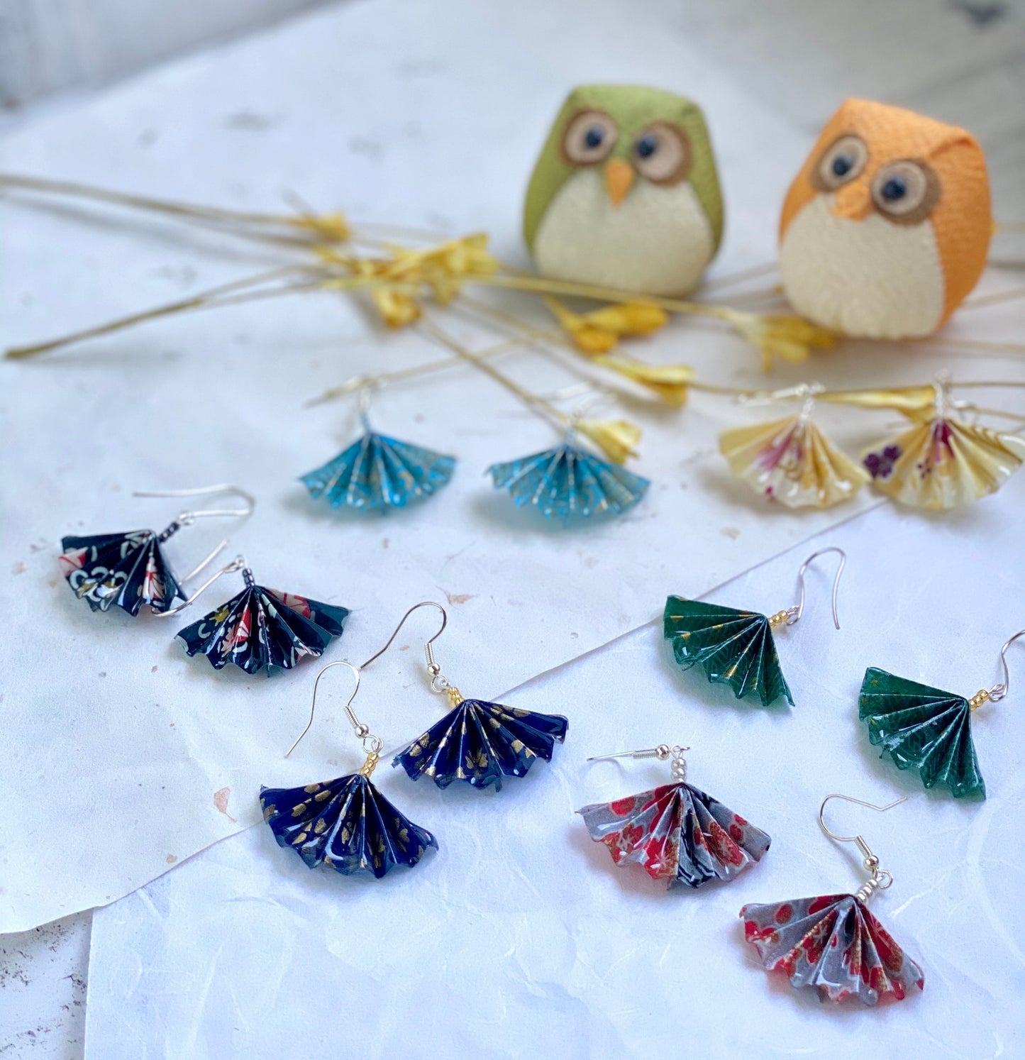 Blue- Cranes and Wisteria Flowers