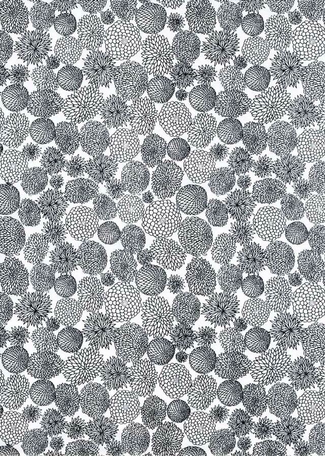 White- Black Silver Flowers